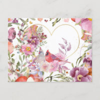 Valentine's Day Cardinals Postcard