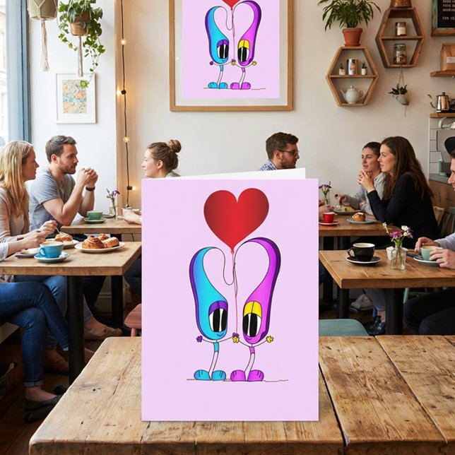 Valentine's Day Cartoon Character Holiday Card (Hey, take a look at this most excellent Valentine's Day card!)