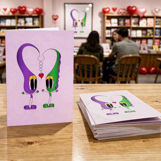 Valentine's Day Cartoon Character Holiday Card (Here's a great card for Valentine's Day or any time of the year!)