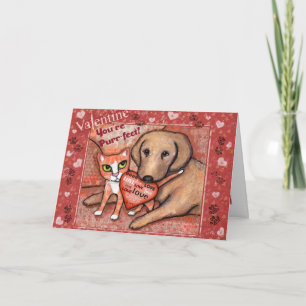 Valentine's Day Cat and Dog Love Card