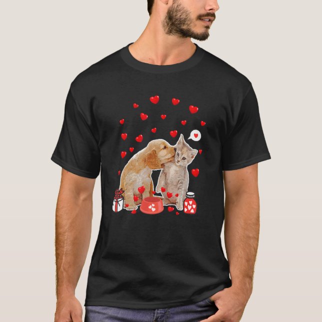 Valentines Day Cat Dog Lover  Cat Dog Dad Mum T Sh T-Shirt (Front)