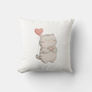 Valentine's Day Cat Hearts Expression of Love Cushion