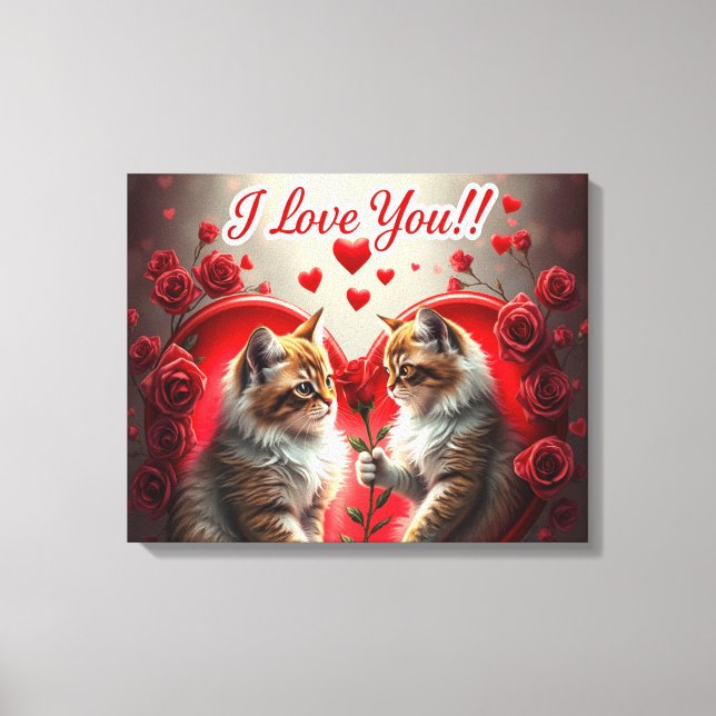 Valentine's Day Cat Love American cat Canvas Print (Front)