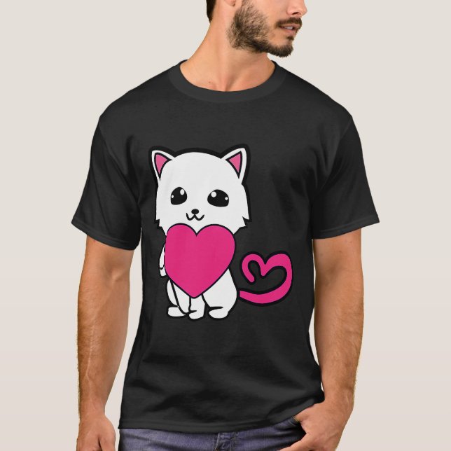 Valentine's Day Cat Love  Feline  Kitten Fan T-Shirt (Front)