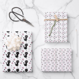 Valentine's Day Cat Love Wrapping Paper Set