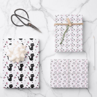 Valentine's Day Cat Love Wrapping Paper Set