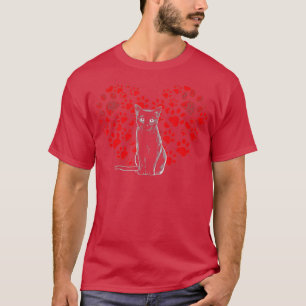 Valentines Day Cat Lover Heart Paw  Gift Cat Dad M T-Shirt