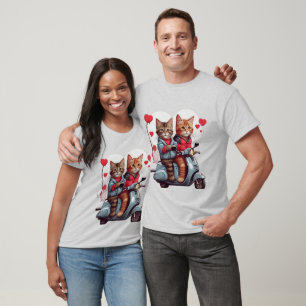 Valentine's Day Cat on a Scooter 12k Design T-Shirt