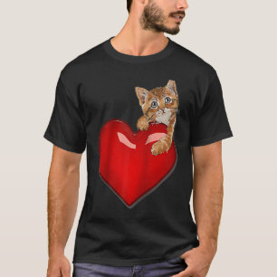 Valentines Day Cat w Red Heart cute kitten valenti T-Shirt