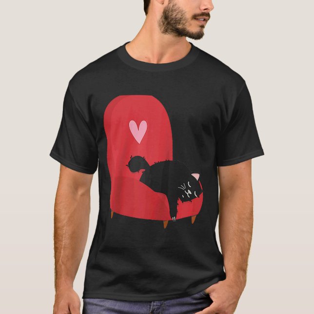 Valentines Day Cat w Red Heart cute kitten valenti T-Shirt (Front)