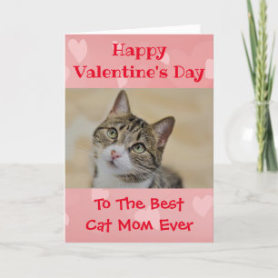 Valentines Day Cat Worlds Best Mum Ever Pet Photo Holiday Card