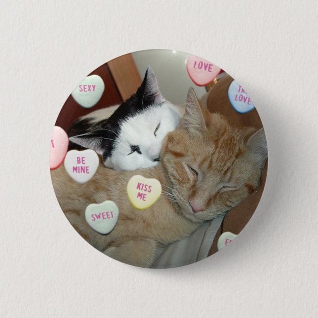 Valentine's Day Cats 6 Cm Round Badge (Front)