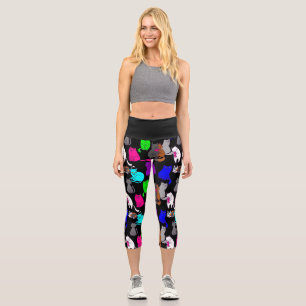 valentines day cats heart colourful capri leggings