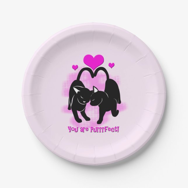 Valentines Day Cats Paper Plate (Front)