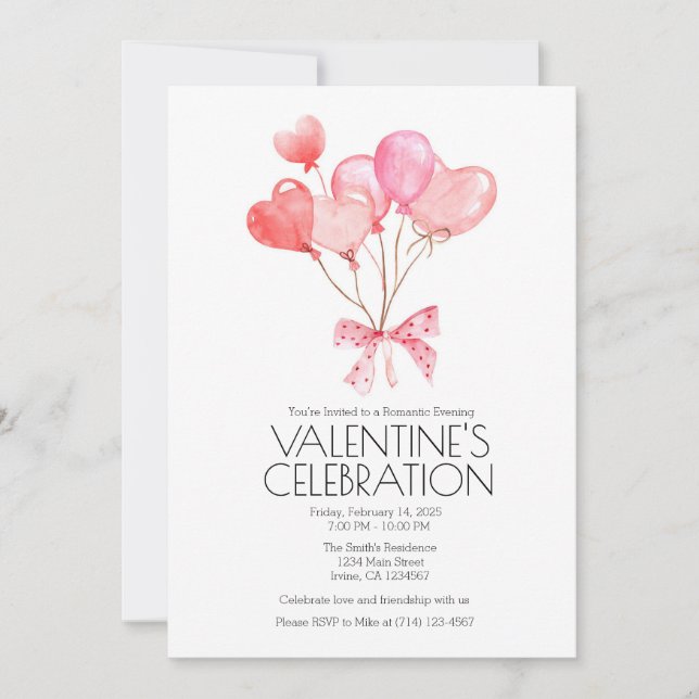 Valentine's Day Celebration Invitation 5x7 Invite (Front)