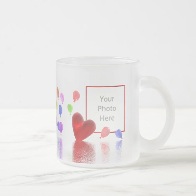 Valentines Day Celebration (photo frame) Frosted Glass Coffee Mug (Right)