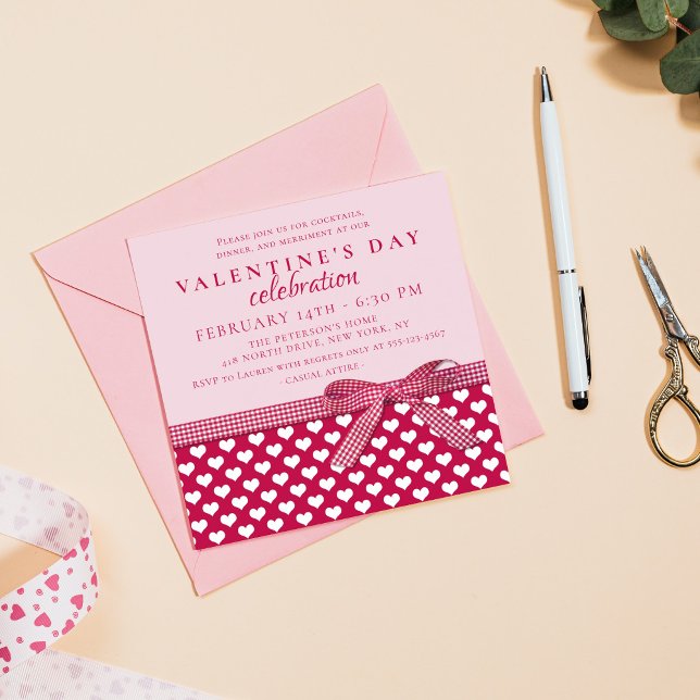 Valentine's Day Celebration Red Bow Invitation (Creator Uploaded)