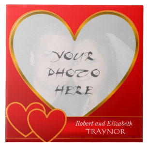 Valentine's Day Ceramic Tile Photo Frame with Name