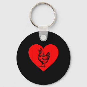 Valentines Day Chicken Farmers Funny Chicken Heart Key Ring