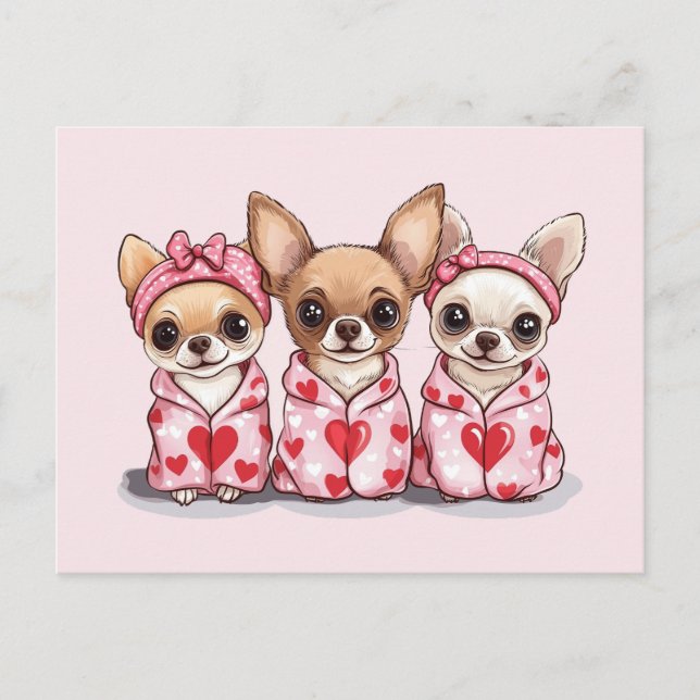Valentines Day Chihuahua Dogs Postcard (Front)