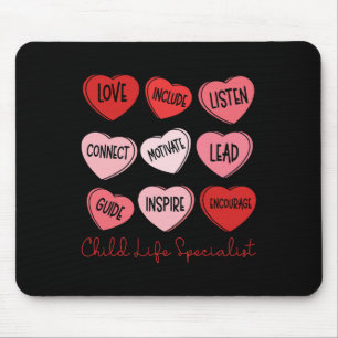 Valentine's Day Child Life Specialist Cute Hearts Mouse Mat