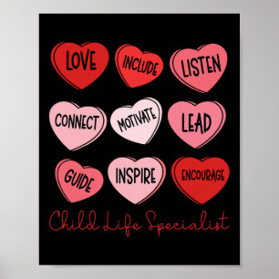 Valentine's Day Child Life Specialist Cute Hearts  Poster