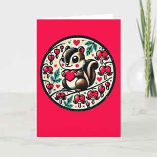Valentine's Day Chipmunk Bleeding Hearts Flowers Card