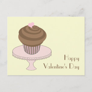 Valentine's Day Chocolate Cupcake Pink Cake Stand Holiday Postcard