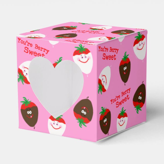 Valentine's Day Chocolate Dipped Strawberries Favour Box (Front Side)