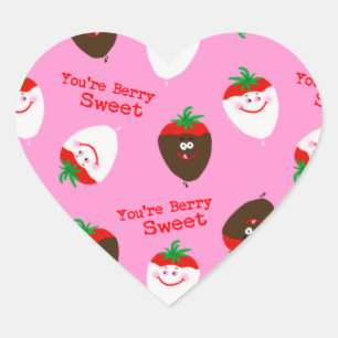 Valentine's Day Chocolate Dipped Strawberries Heart Sticker