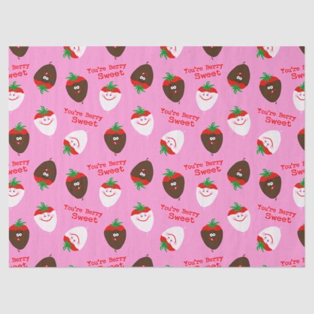 Valentine's Day Chocolate Dipped Strawberries Tissue Paper (Front)