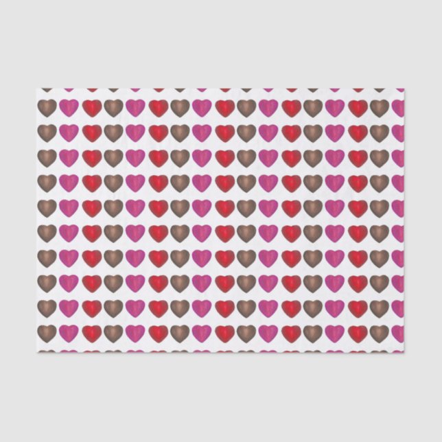 Valentine's Day Chocolate Heart Pink Red Brown Tissue Paper (Front)