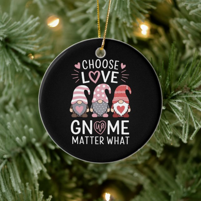 Valentines Day Choose Love Gnome Matter What  Ceramic Tree Decoration (Tree)