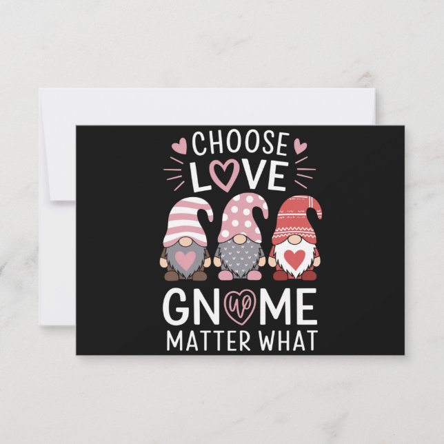 Valentines Day Choose Love Gnome Matter What  Thank You Card (Front)