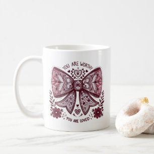 Valentine's Day Christian You are Worthy Coquette Coffee Mug