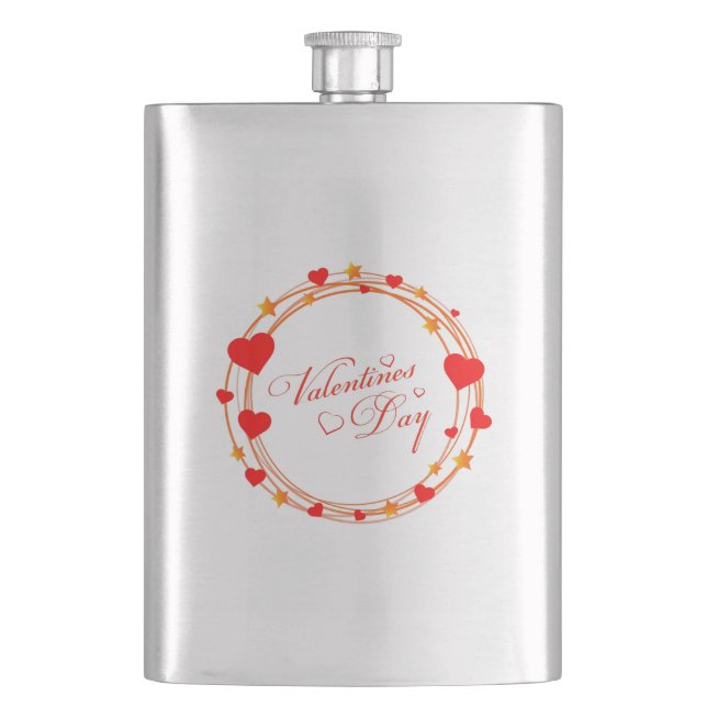 Valentine's Day Circle Design-25695 Hip Flask (Front)