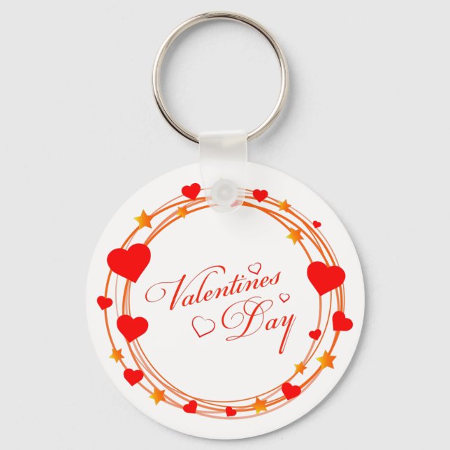Valentine's Day Circle Design-25695 Key Ring (Front)