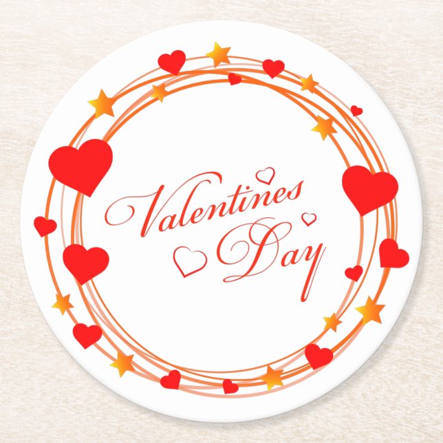 Valentine's Day Circle Design-25695 Round Paper Coaster (Front)