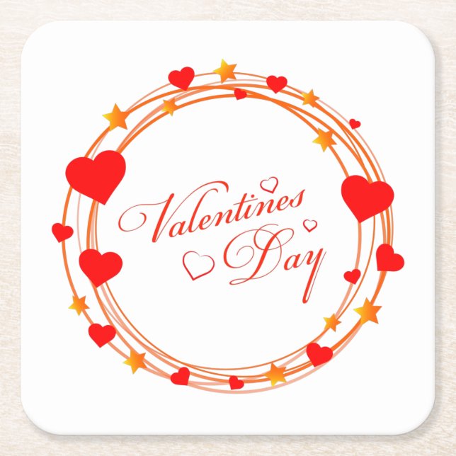 Valentine's Day Circle Design-25695 Square Paper Coaster (Front)