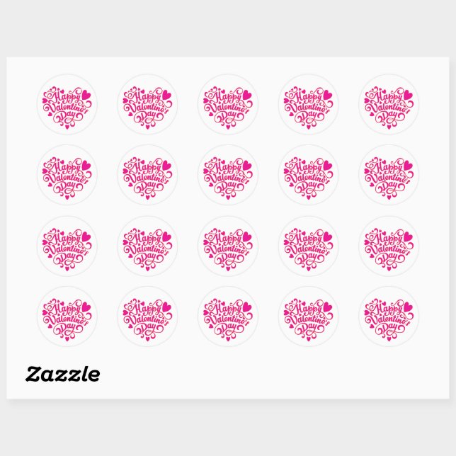 Valentine's day  classic round sticker (Sheet)