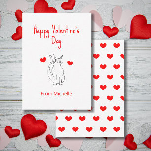 Valentine's Day Classroom Party Hearts Cute Cat Card
