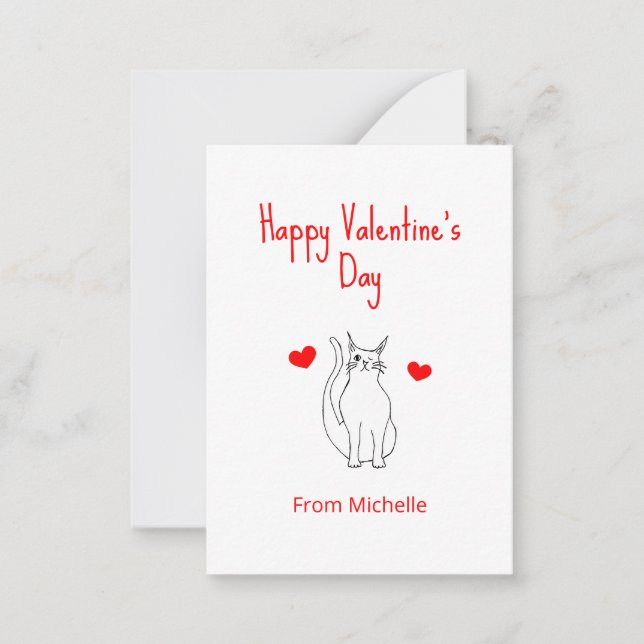 Valentine's Day Classroom Party Hearts Cute Cat  Card (Front)