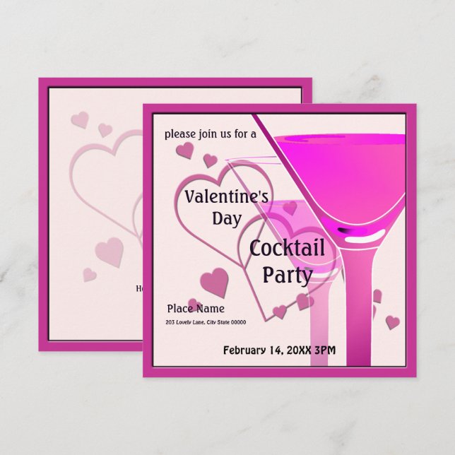 Valentine's Day Cocktail Party Invitation (Front/Back)