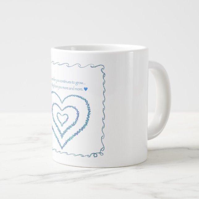 Valentines Day coffee mug blue hearts love (Front Right)
