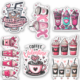 Valentine's day coffee sticker pack