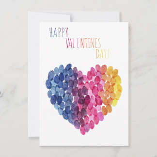Valentine's Day, colorful Heart of fingerprints,  Holiday Card