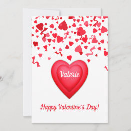 Valentine's Day Confetti Hearts Personalised Card