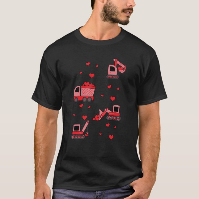 Valentines Day Construction Trucks Boys Toddler T-Shirt (Front)