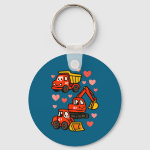 Valentine's Day Construction Trucks Funny Key Ring