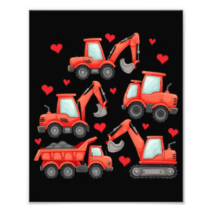 Valentines Day Construction Trucks Photo Print
